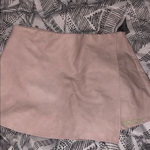 pale pink, pleather skirt